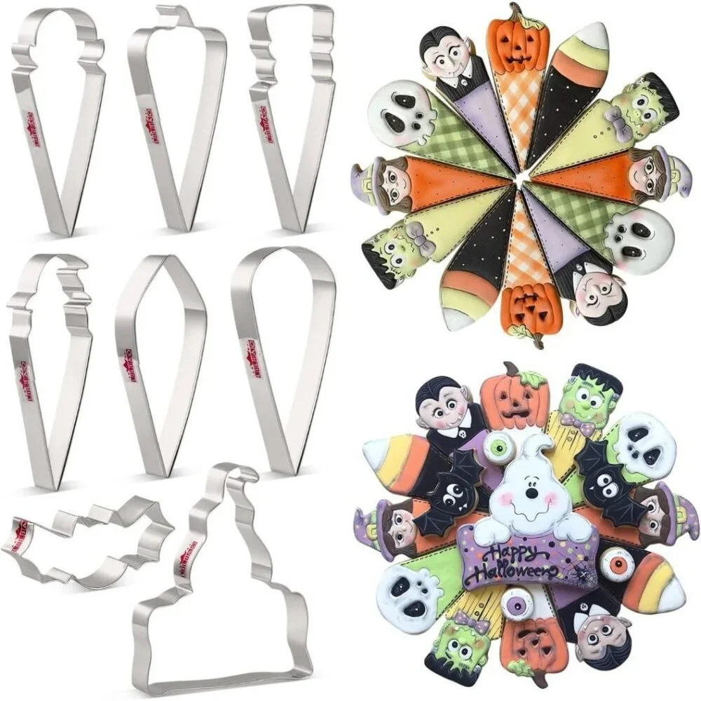 Halloween Cookie Cutters Wreath Circle Ghost Ghoul‎ Frankenstein Large Triangle